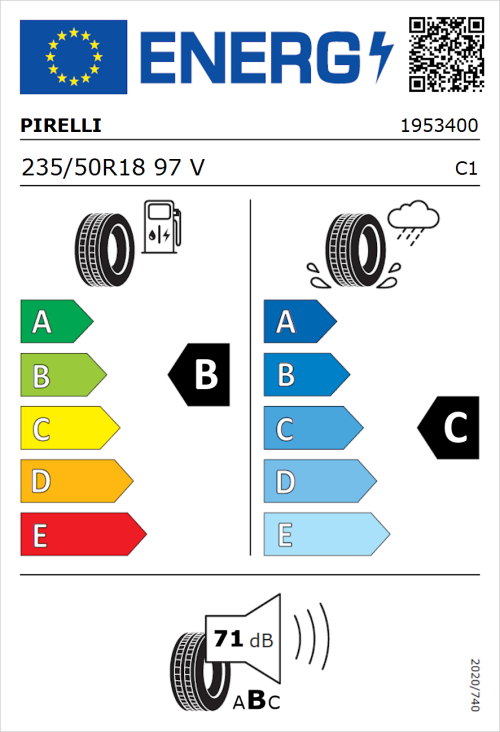 Tyre Label for Pirelli Scorpion Verde All Season 235/50R18 97V